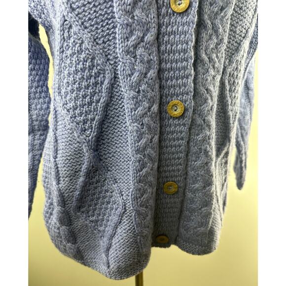 Connemara Knitwear Chunky Cable Knit Ireland Cardigan Sweater Purple Size Small - Picture 7 of 16